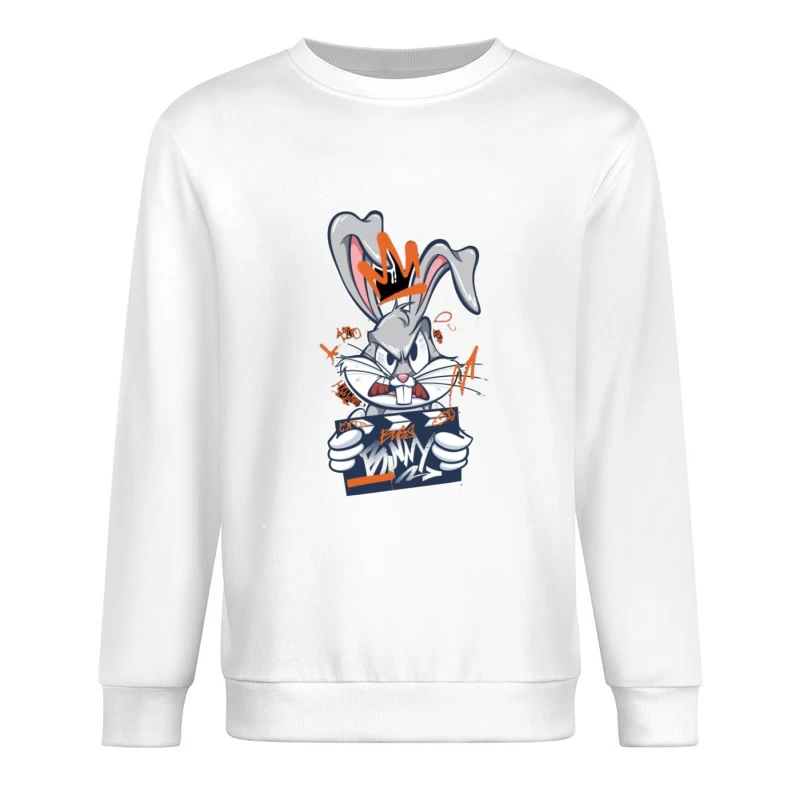 Graffiti-Hase mit Krone Herren Pullover Sweatshirt