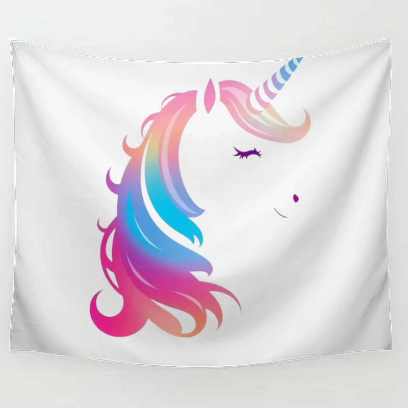 Rainbow Pastel Unicorn Silhouette Tapestry