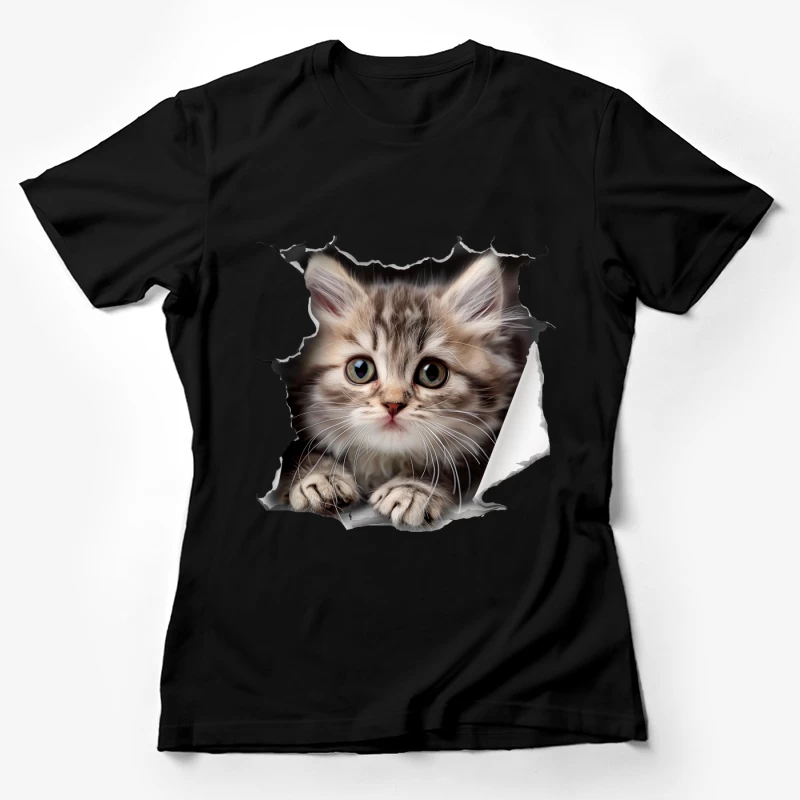 Süßes Kätzchen im Papier Damen T-Shirt