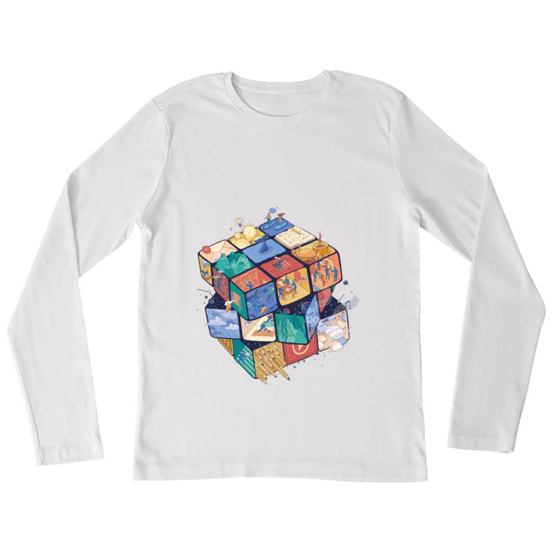 Kubus der Kreativität und Ideen Damen Langarm T-Shirt