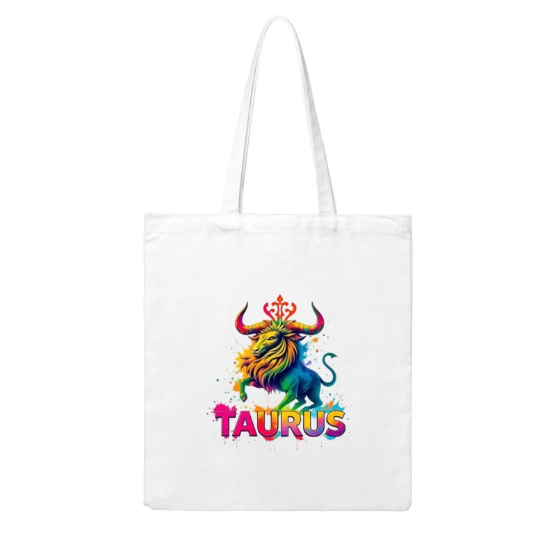 Colorful Taurus Zodiac Illustration Cotton Tote Bag
