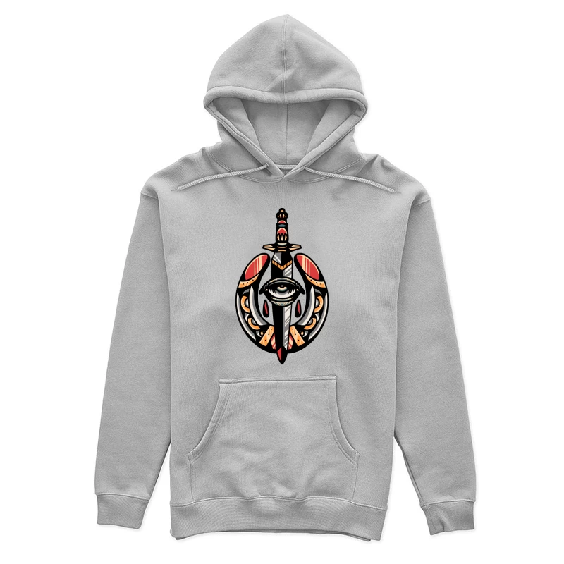 Fantasy Shield with Sword and Eye Emblem Female Pullover Hoodie