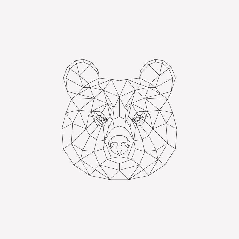 Motif géométrique de tête d'ours Femme T-Shirt