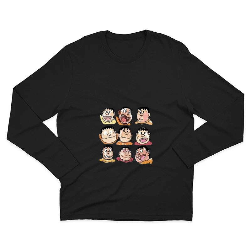 Différentes expressions faciales du personnage de bande dessinée Homme Manches Longues T-Shirt