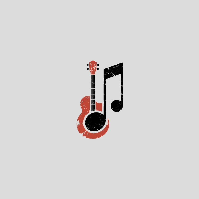 Minimalist Guitar and Music Note Graphic Design Baseball Cap