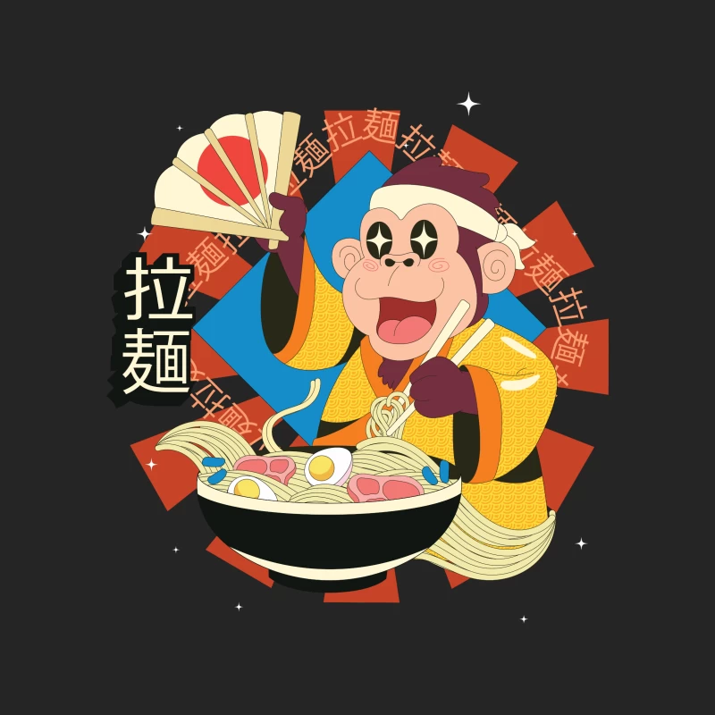 Ramen noodle monkey Male Pullover Sweatshirt