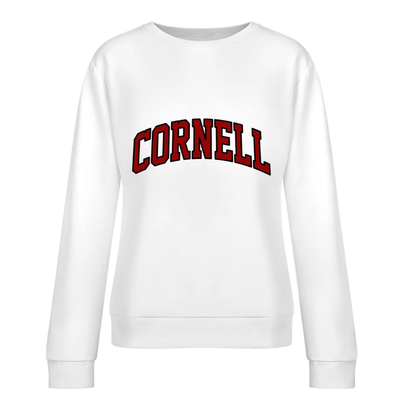 Cornell University Red Arched Text Logo Female Pullover Sweatshirt