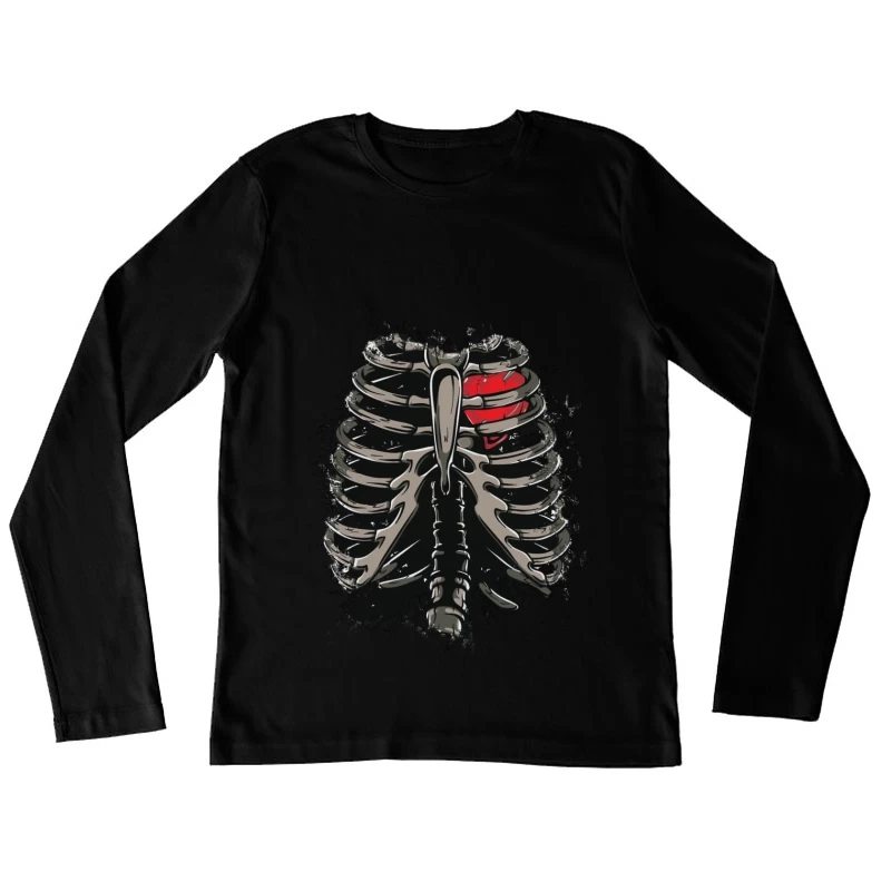 Anatomical Illustration of a Skeleton with a Heart Female Long Sleeve T-Shirt