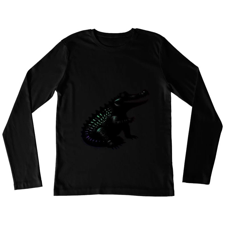 Cute Black Alligator Silhouette with Iridescent Details Female Long Sleeve T-Shirt