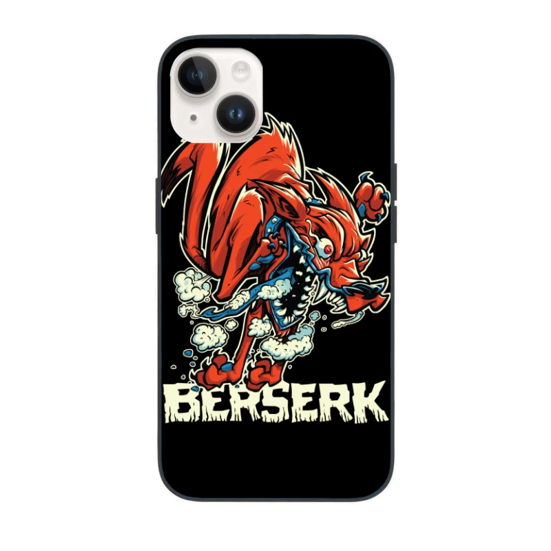 Aggressive Cartoon Wolf Berserk Art iPhone Case