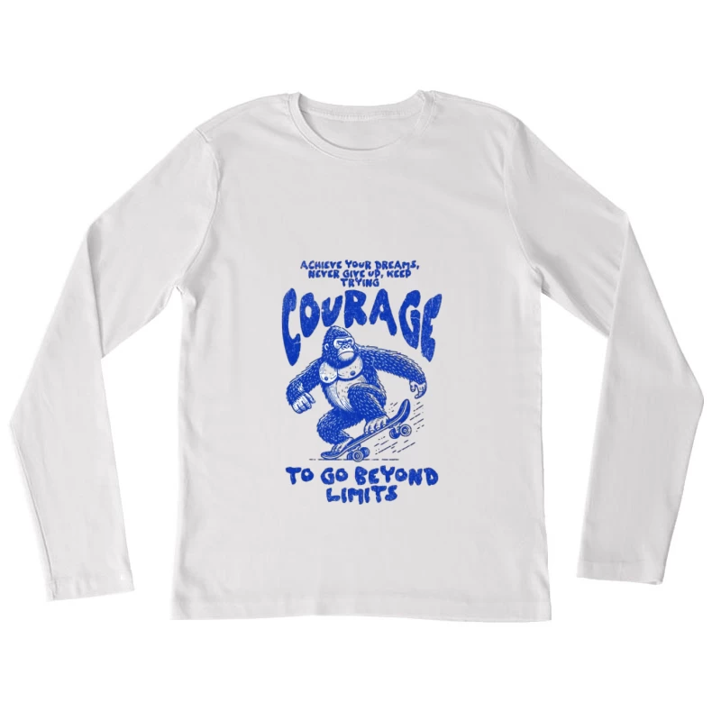 Gorille courageux sur skateboard Femme Manches Longues T-Shirt