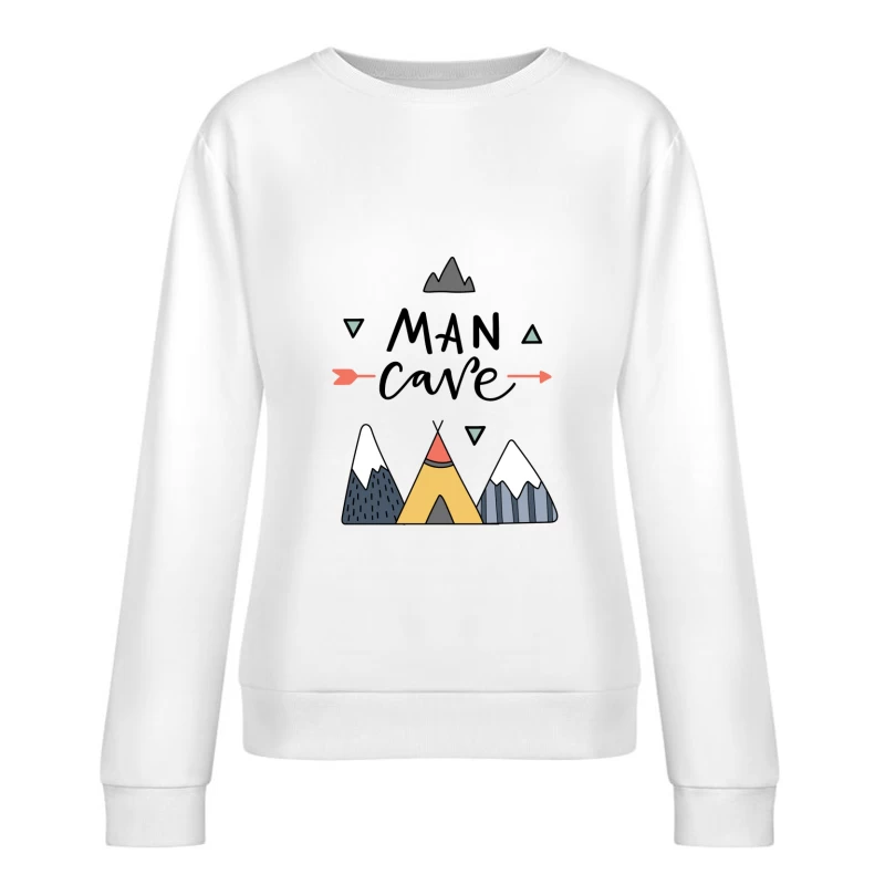 Tente et Montagnes avec Flèche et Texte Femme Sweat-shirt à enfiler