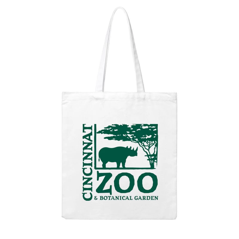 Cincinnati Zoo & Botanical Garden Logo with Rhinoceros and Acacia Tree Cotton Tote Bag