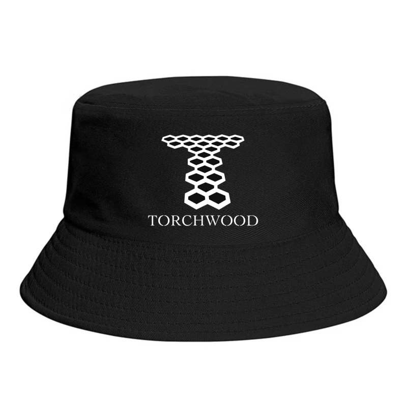 Torchwood Series Geometric Hexagonal Logo Design Bucket Hat