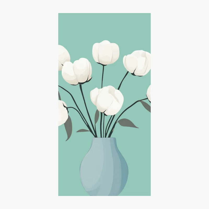 Minimalist White Floral Arrangement in Blue Vase iPhone Case