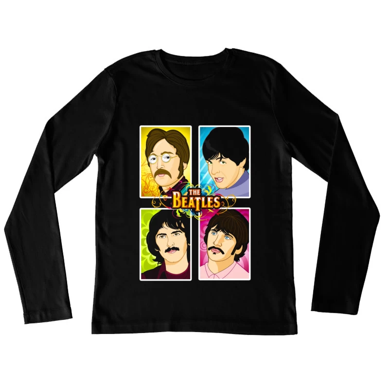 The Beatles Illustrated Portraits Female Long Sleeve T-Shirt