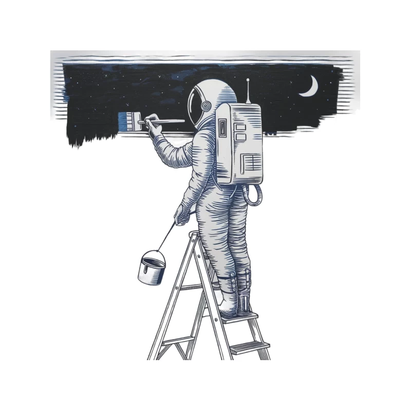 Retro Astronaut Painting the Night Sky Tapestry