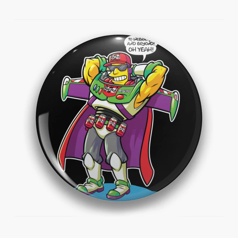 Parody Superhero Character with Drinking Theme Pin