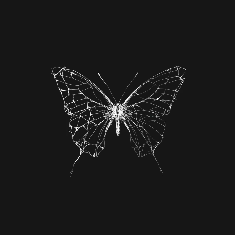 Monochrome Butterfly Sketch: Delicate Line Drawing of Winged Insect Mouse Pad
