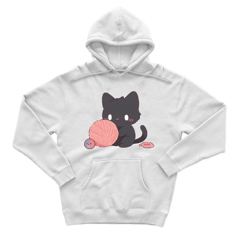 Niedliches schwarzes Kätzchen mit Wollknäuel Herren Pullover Hoodie