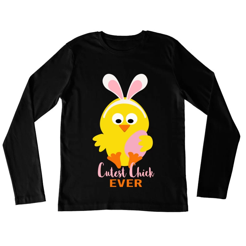 Poussinet mignon avec oreilles de lapin et œuf de Pâques Femme Manches Longues T-Shirt