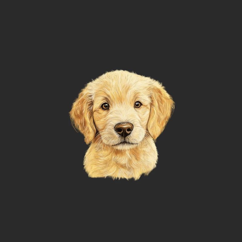 Sweet Golden Retriever Puppy Portrait Illustration Baseball Cap