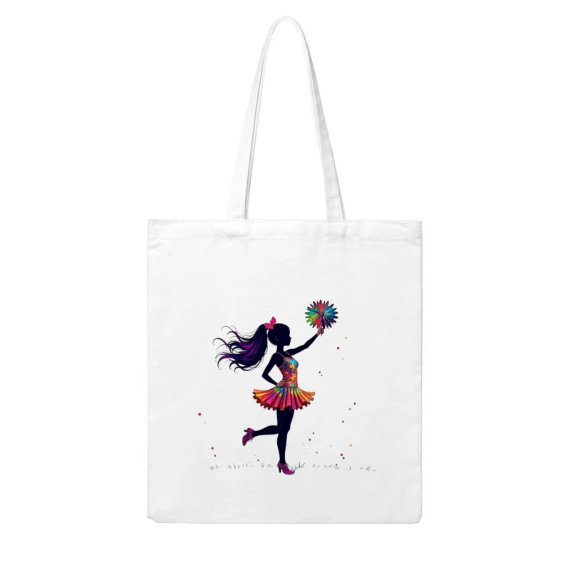 Colorful Cheerleader Silhouette Cotton Tote Bag
