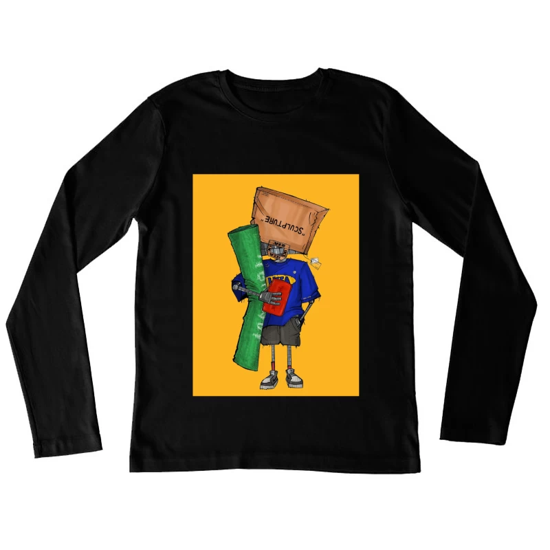 Quirky Paper Bag Robo Female Long Sleeve T-Shirt