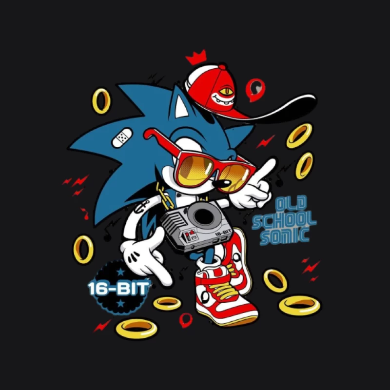 Retro Sonic im Street-Style Herren Pullover Hoodie