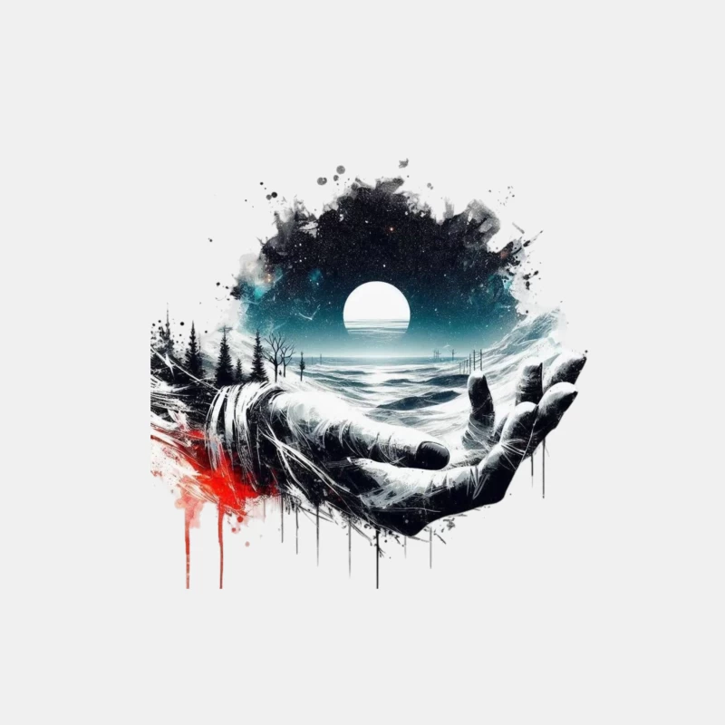 Surreal Cosmic Landscape with Hands Male Tank Top