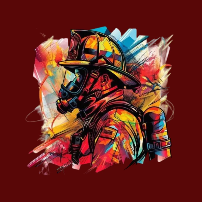 Colorful Portrait of a Firefighter Mouse Pad