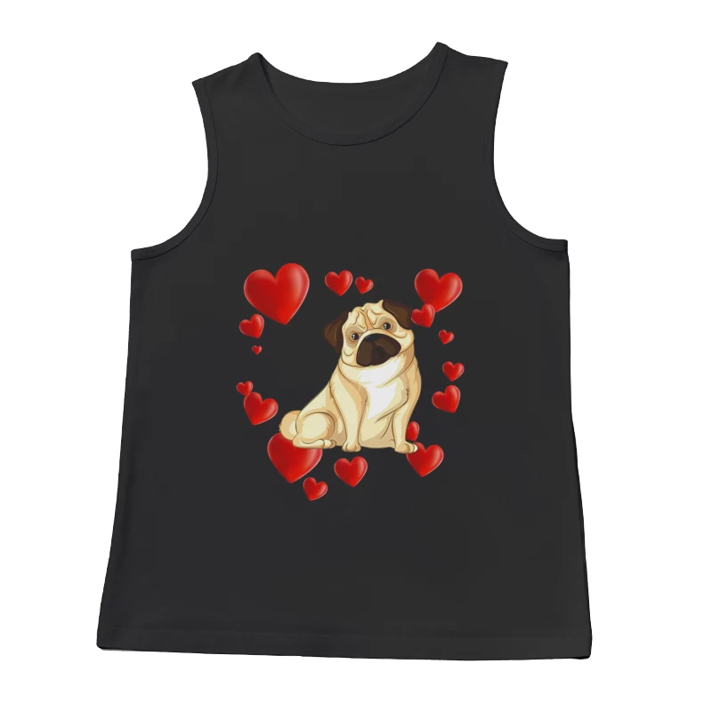 Chien adorable entouré de cœurs Homme Débardeur