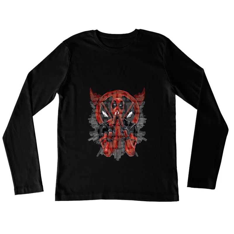 Deadpool Kunstdesign mit Pistolen Damen Langarm T-Shirt