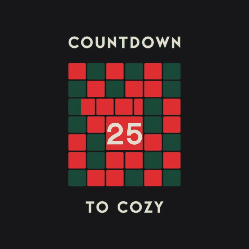 Minimalist Christmas Countdown Calendar Design in Red and Green Male Pullover Hoodie