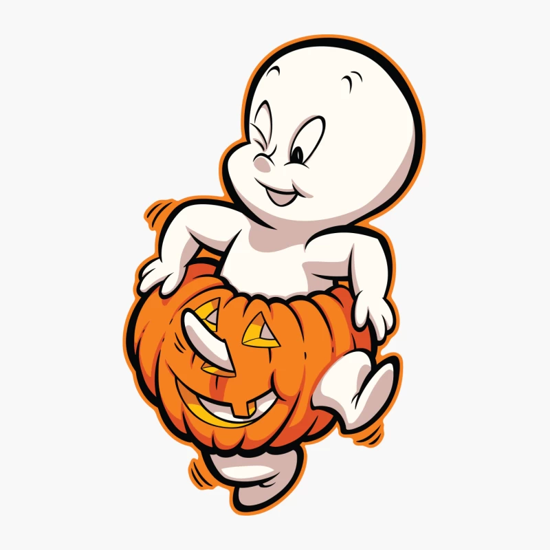 Casper the Friendly Ghost in a Pumpkin Costume Cotton Tote Bag