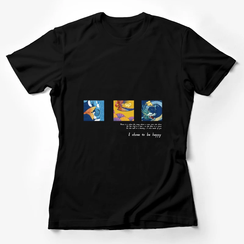 Drachen und Phönix Kunstmotiv Damen T-Shirt