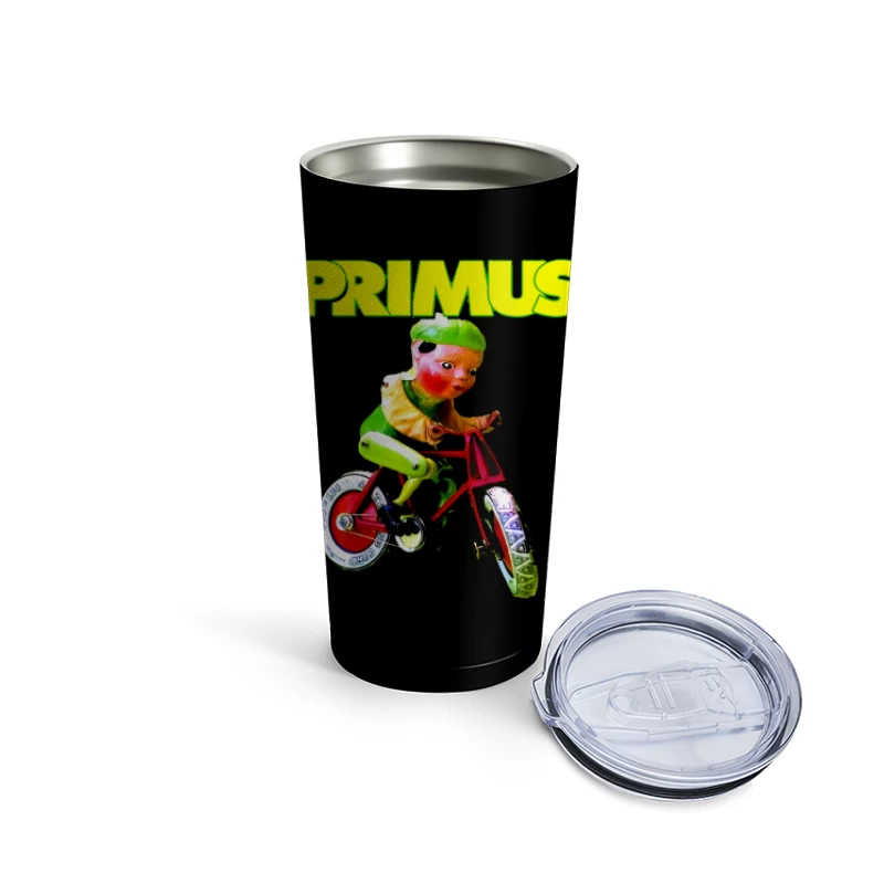 Primus Band Logo with Surreal Vintage Toy Bicycle Art Travel Mug