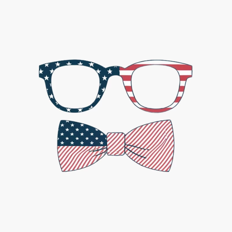 Patriotic American Flag Style Glasses and Bow Tie Fashion Accessories Cotton Tote Bag