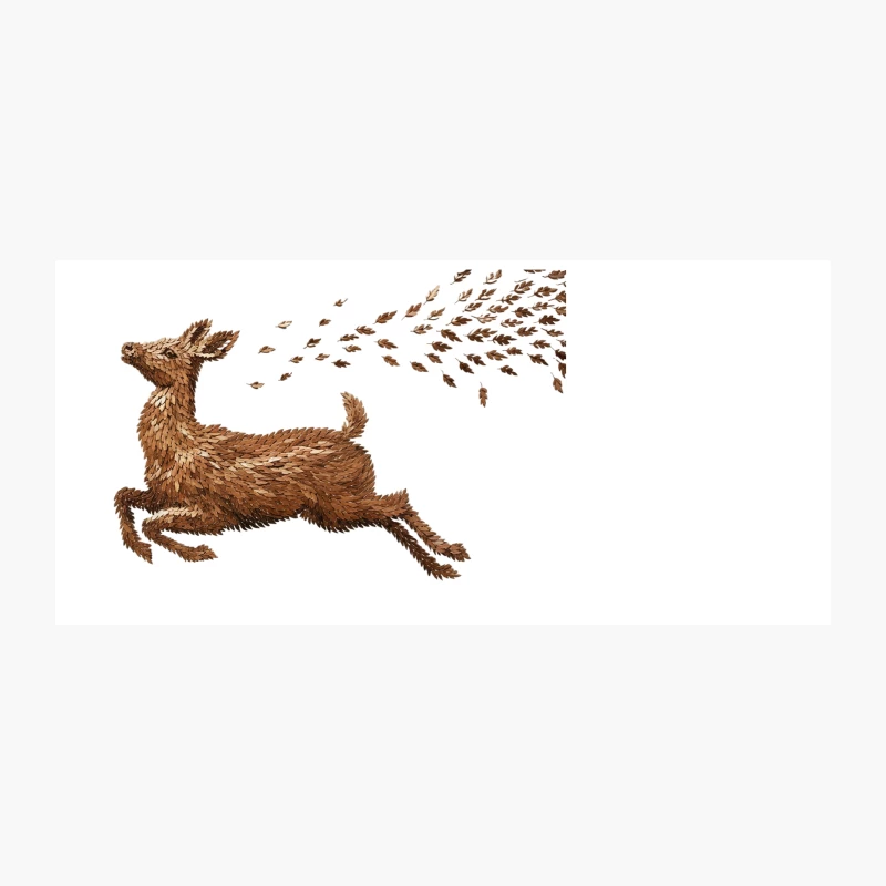 Autumnal Deer in Motion: Illustrated Nature Scene Coffee Mug