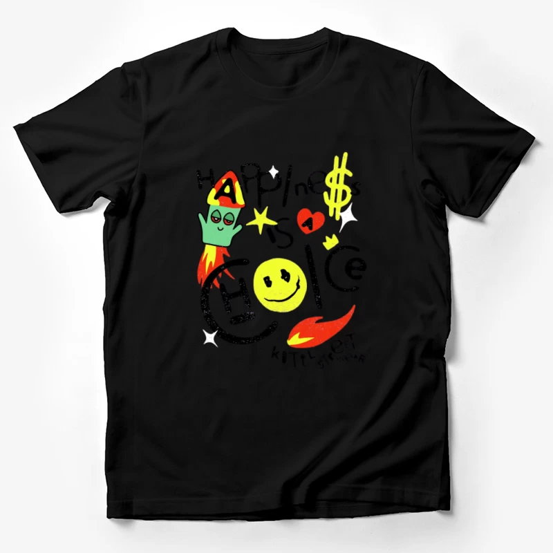 Art Abstrait avec Smiley et Fusée Homme T-Shirt