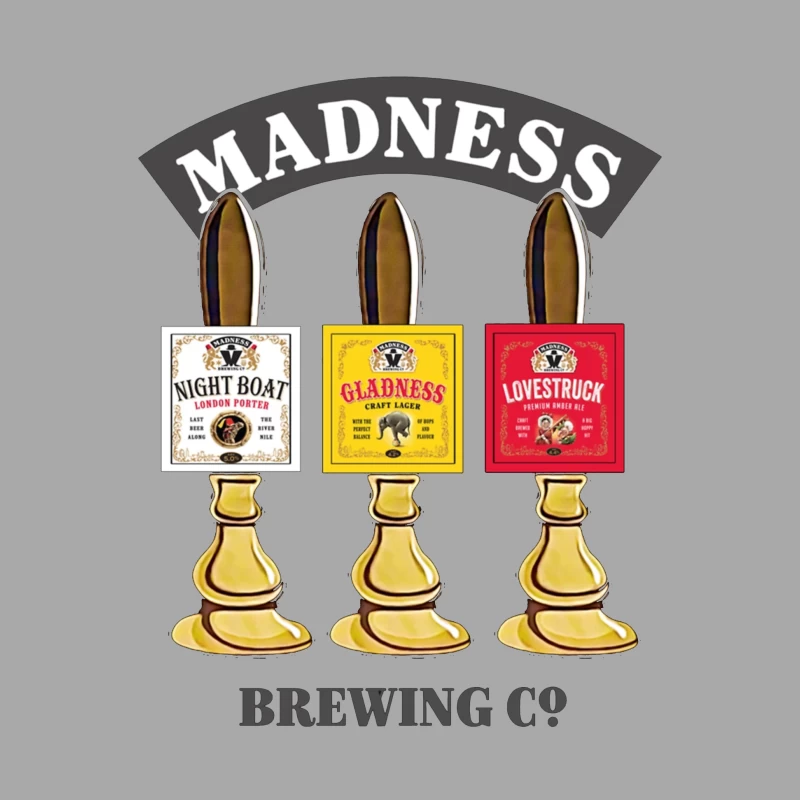 Madness Brewing Company Beer Tap Handles with Classic Labels Male Pullover Hoodie