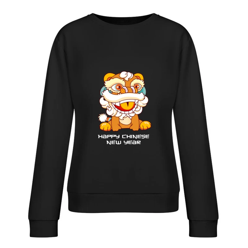 Fröhliches Neujahr mit Löwentanz Damen Pullover Sweatshirt