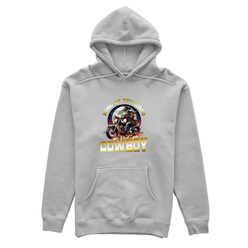 King of the Road: Skeleton Cowboy Biker Under Moonlight Female Pullover Hoodie