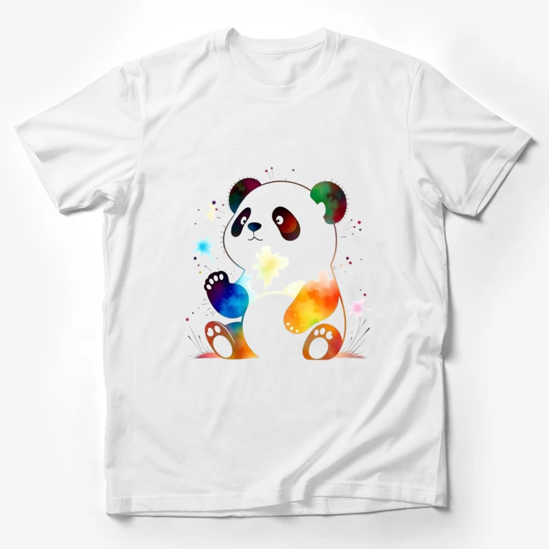 Colorful Watercolor Panda Bear Illustration Male T-Shirt