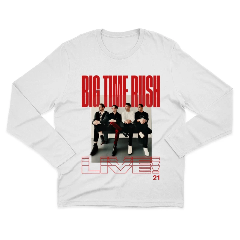 Big Time Rush Band Promotional Photo with Red Typography Design Male Long Sleeve T-Shirt