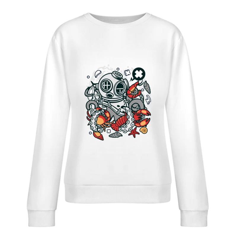 Plongeur Astronaute et Pieuvre Femme Sweat-shirt à enfiler