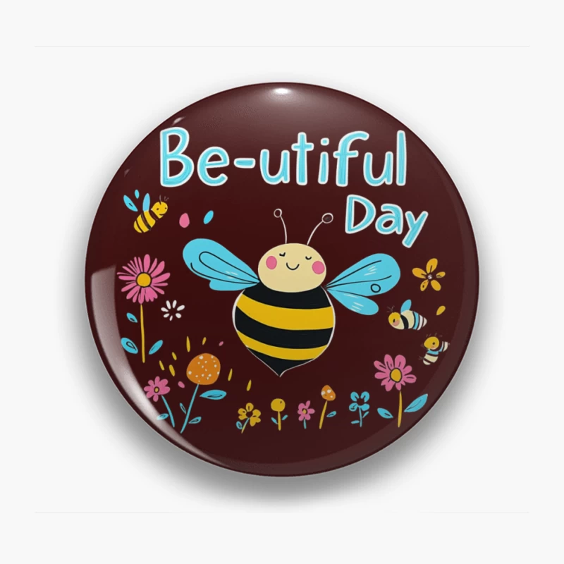 bee flowers illustration cute cheerful text nature cartoon Pin