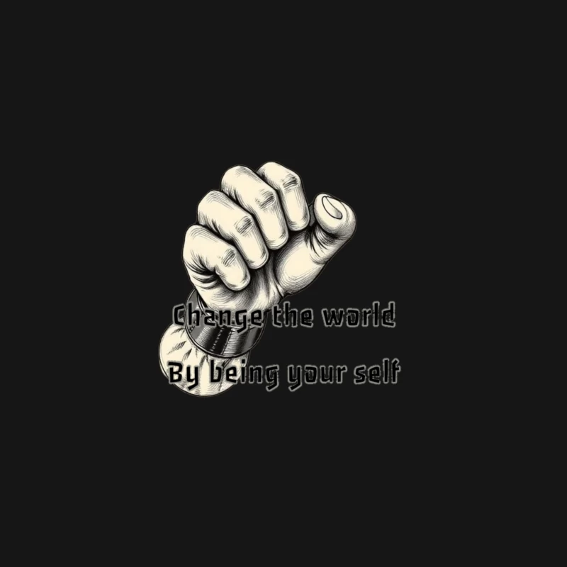 Empowering Motivational Art: Raised Fist with Self-Expression Message Desk Mat