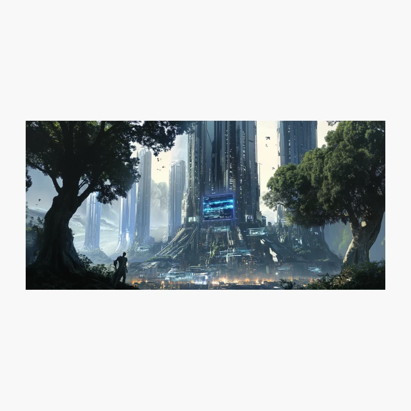 Futuristic Metropolis: Where Nature Meets Technological Utopia Coffee Mug