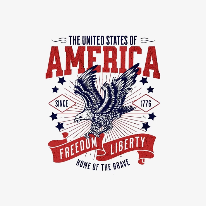 Aigle, Liberté et Amérique Homme Manches Longues T-Shirt